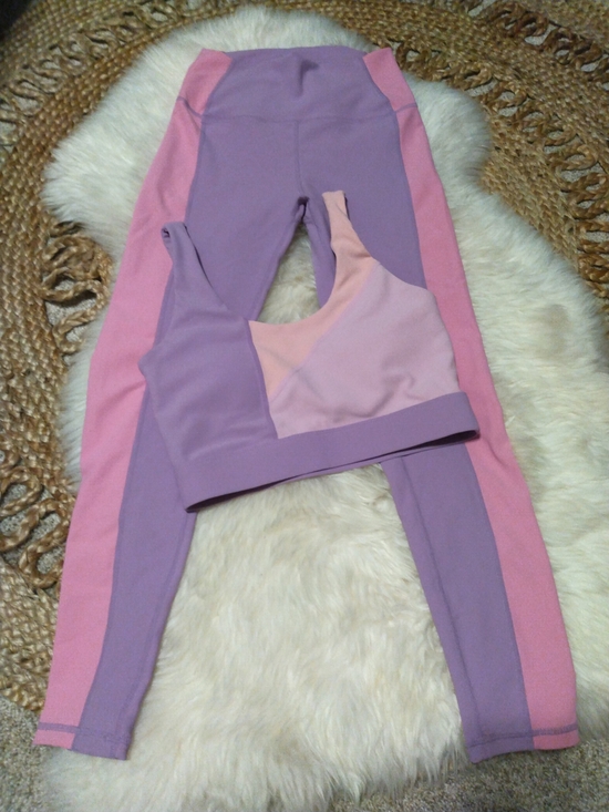 Wilo The Label Pants - WILO Lavender & Pink Active Leggings and Matching Sports Bra Size Small